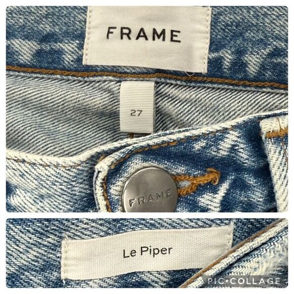 Frame Le Piper High Waist Crop Straight Leg Distressed Clash Mend Jean Women 27 - Picture 7 of 8